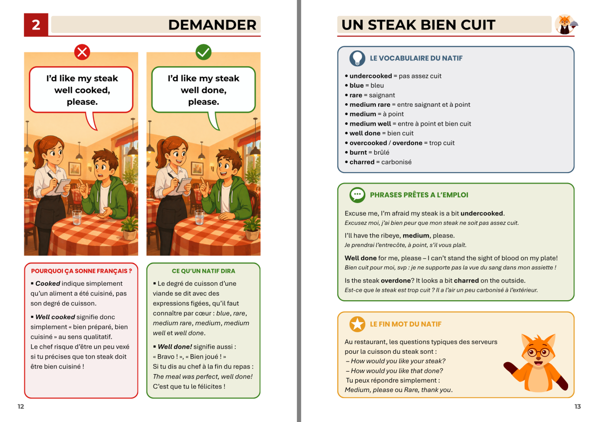 Demander un steak bien cuit